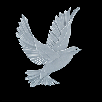 The third dove design with both wings vertical and slightly spread
